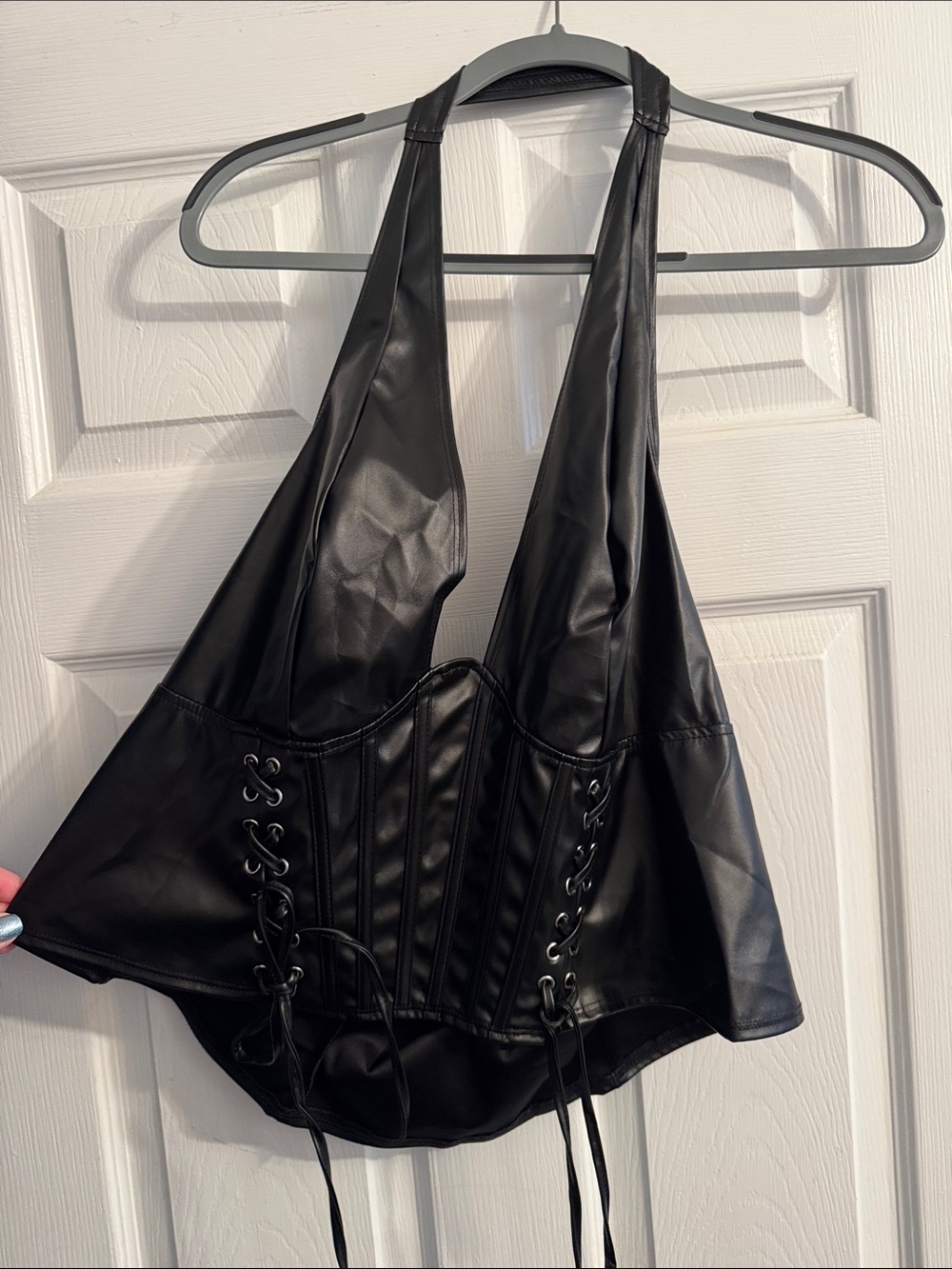 SHEIN NEW Black Faux Leather Top
